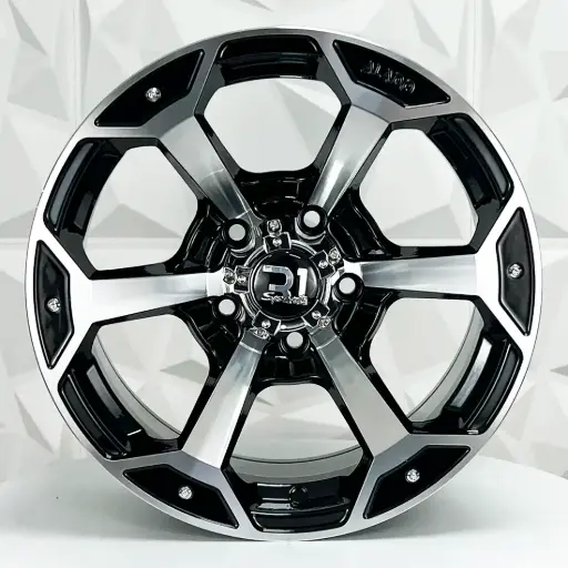 [160593] RIN 16X8 5-120 R1 SPORT 6989 BLACK MACHINE FACE ET0 CB83